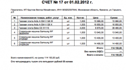 Печатная форма счета на оплату